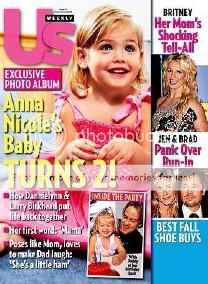 Anna Nicole’s Mini-Me on the cover of US for her 2nd birthday