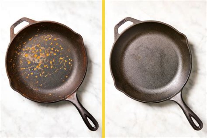 How do you remove stains from cast iron enamel?