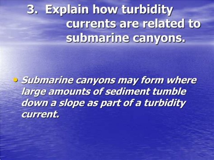 How turbidity currents are related to submarine canyons?
