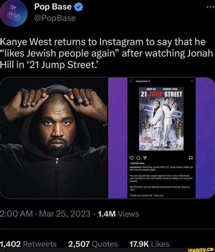 Kanye West gave up antisemitism after watching Jonah Hill in ’21 Jump Street’