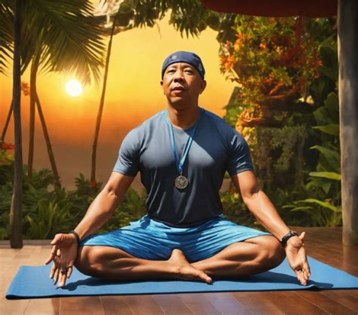 Shirtless Russell Simmons does yoga