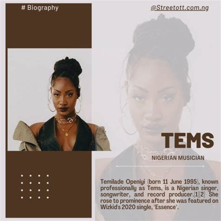 Tems Biography: Full Name, Age, Parents, Hometown, Boyfriend, Net-Worth, Career, Awards, Instagram, Facebook, Twitter, Latest Songs