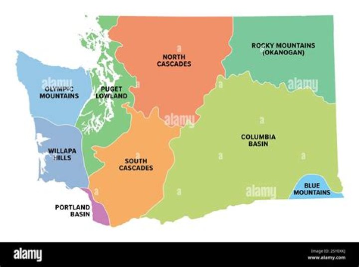 What are the 5 land regions in Washington?