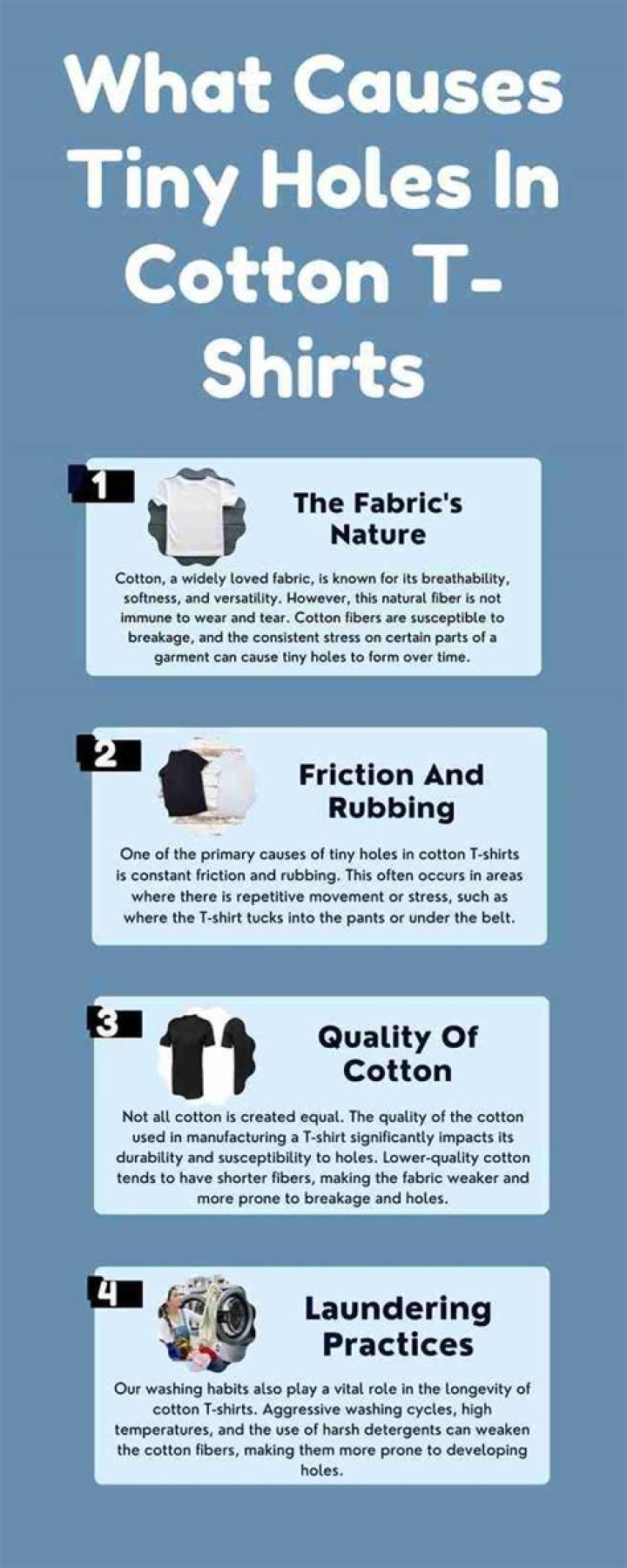 What causes small holes in front of tee shirts?