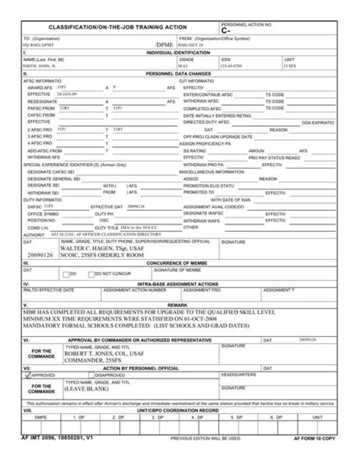 What is an AF Form 2096?
