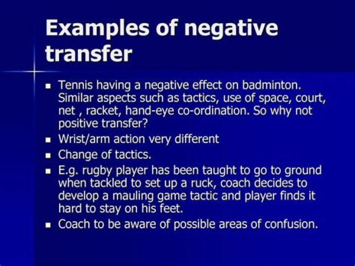 What is negative transfer of training?