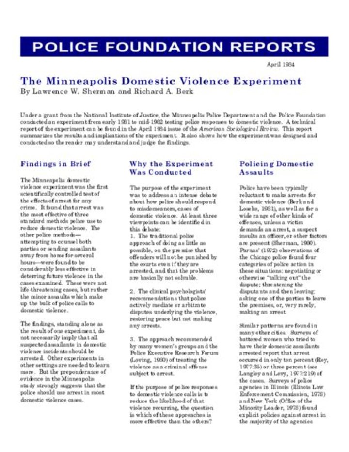What was the Minneapolis Domestic Violence Experiment and why was it important?
