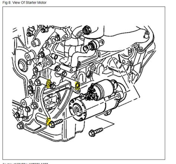 Where is the starter located in a 2004 Toyota Corolla?